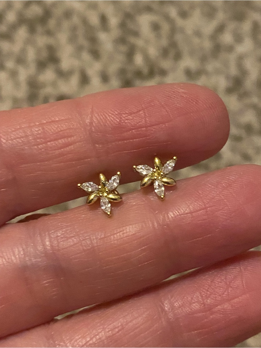 Gold Floral CZ Stud Earrings - Elegant Women's Jewelry